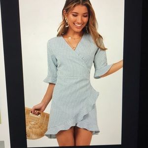 NWT showpo blue gingham dress